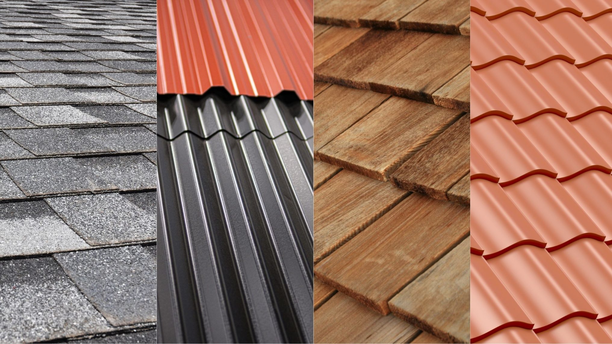 Variety of roofing materials displayed for construction and renovation