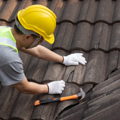 Professional roofing services logo with modern design elements